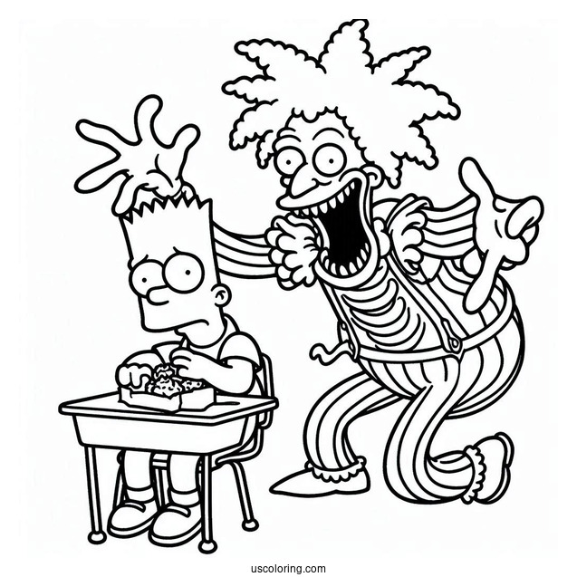 Simpsons Coloring Pages Of Sideshow Bob Scaring Bart Simpson