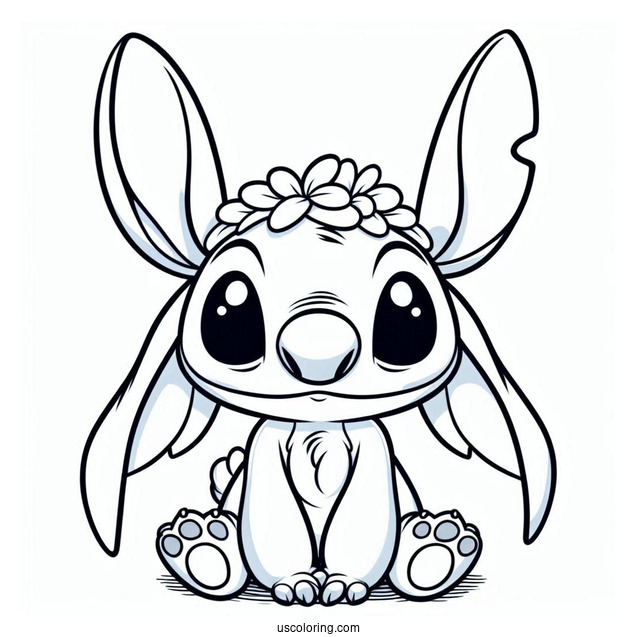 Easter Bunny Coloring Page Of Stitch Wearing Bunny Ears