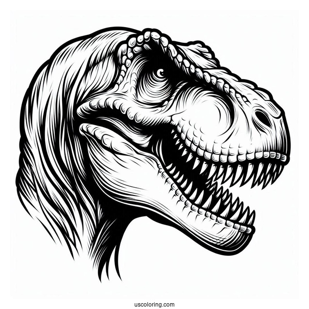 T-Rex Head With Sharp Teeth To Color