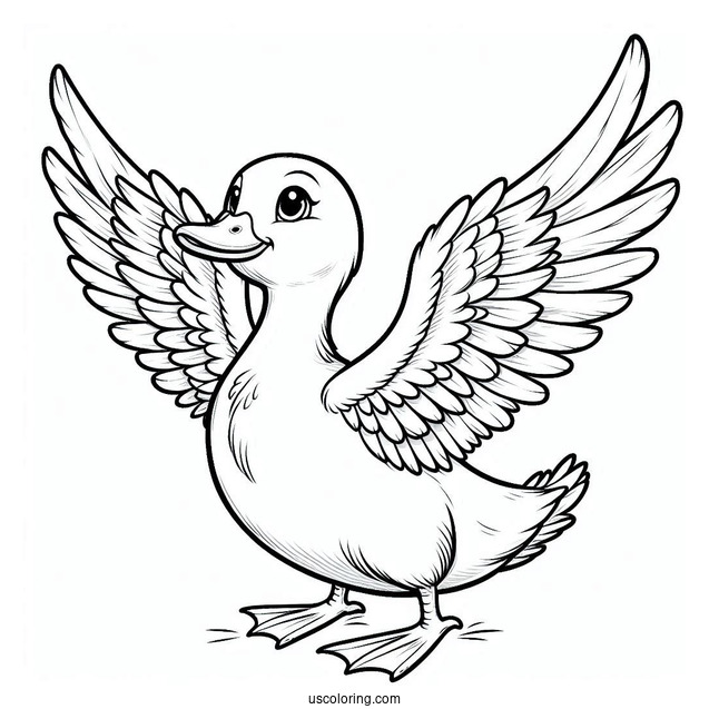 Duck With Wings Open Ready To Fly