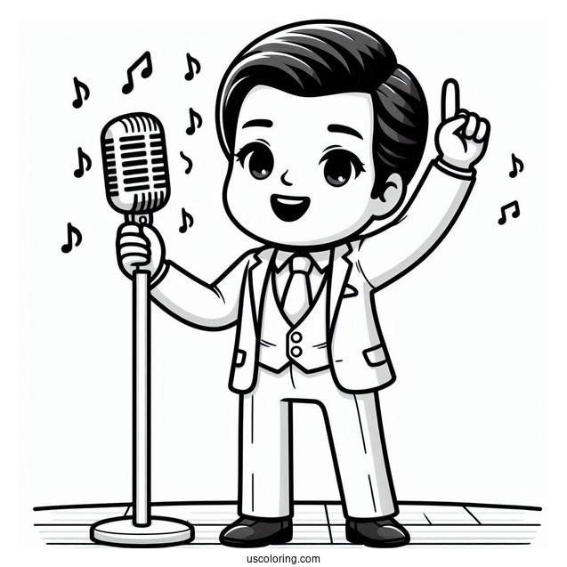 Sing Coloring Page Of Mike Holding Up Microphone On Stage