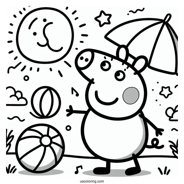 Peppa Playing Ball With Suzy Sheet Coloring