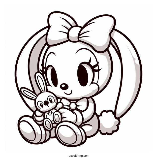 Cream the Rabbit Holding Toy Coloring In
