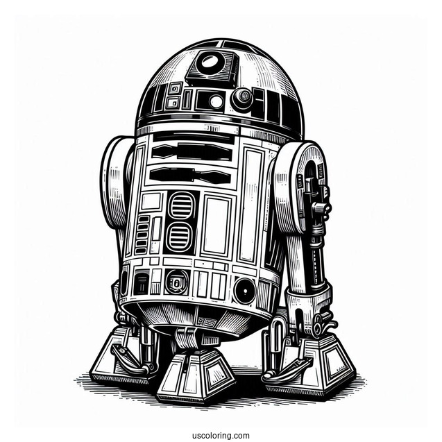 R2-D2 Coloring Page For Kids