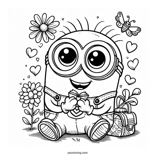 Cute Coloring Page Of Easy Minion For Preschoolers