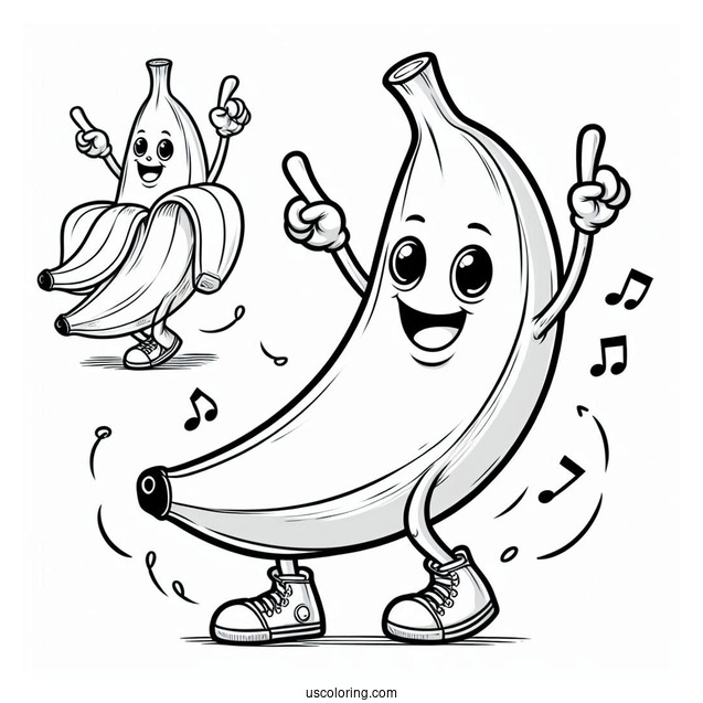 Happy Dancing Banana Coloring Sheet