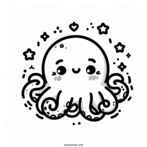 Kawaii Octopus Coloring Page For Kids