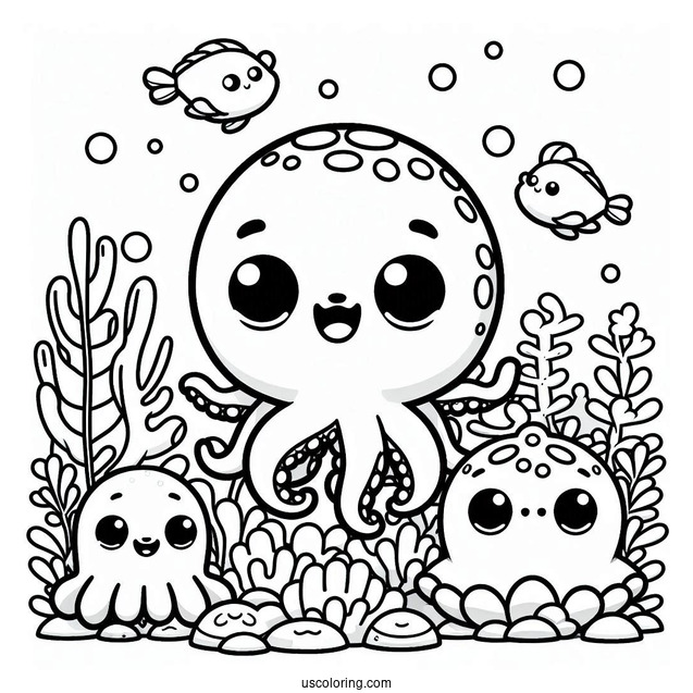 Octonauts Coloring Page Of Tunip The Vegimal In Coral Reef