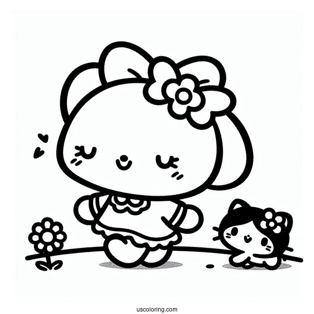 Sanrio Coloring Pages Of Kawaii Kuromi Walking