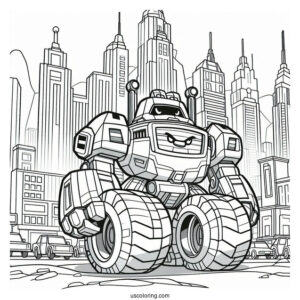 Detailed Rescue Bots Coloring Page Of Boulder In The City