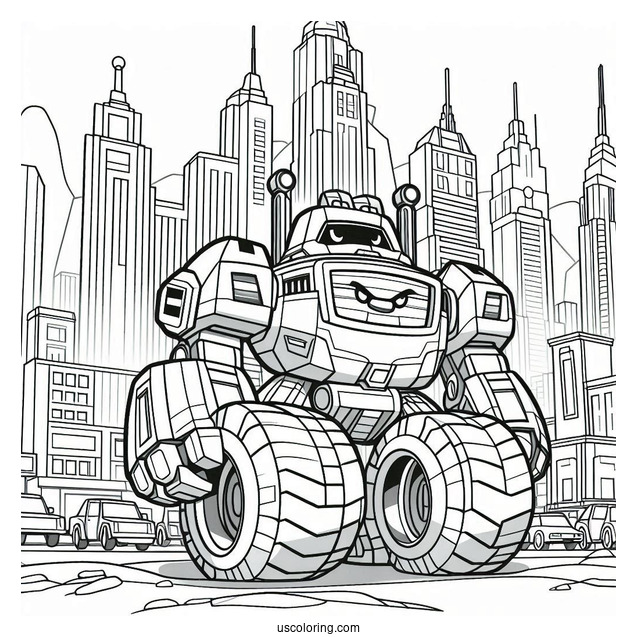 Detailed Rescue Bots Coloring Page Of Boulder In The City