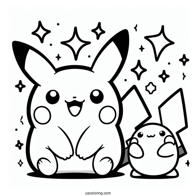 Cute Pikachu KAWS Coloring Page Companion For Kids