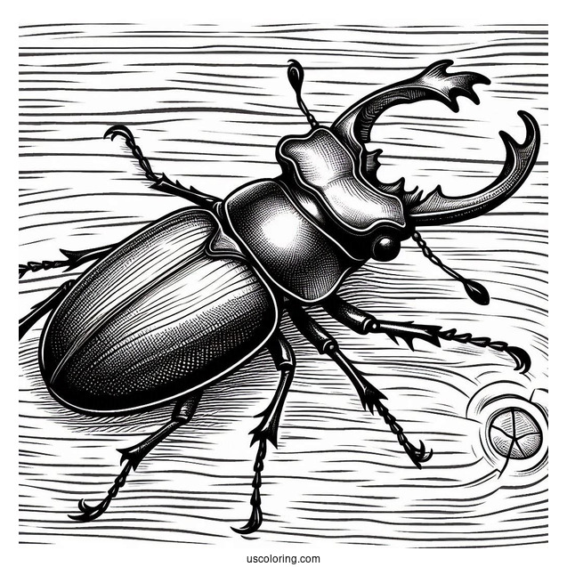 Stag Beetle Coloring Page On Textured Wood