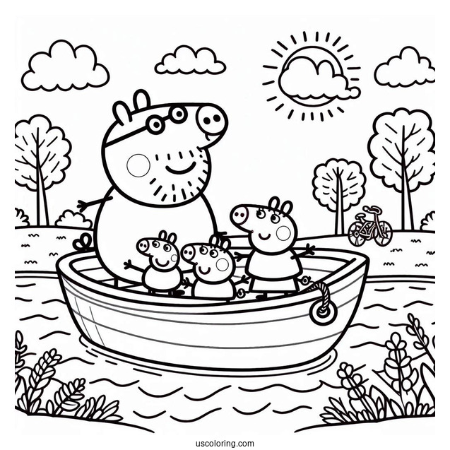 Peppa Pig Family On River Boat