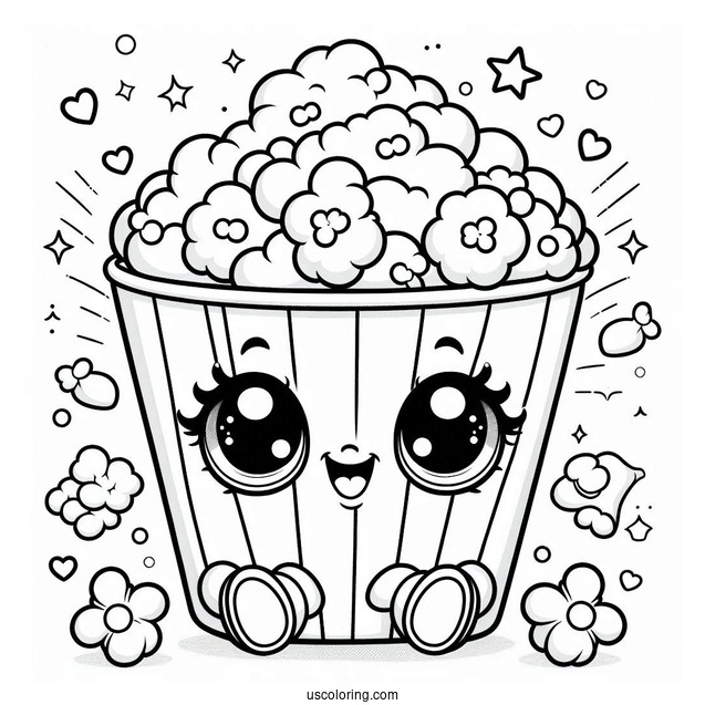 Cute Popcorn Shopkins Coloring In For Kids