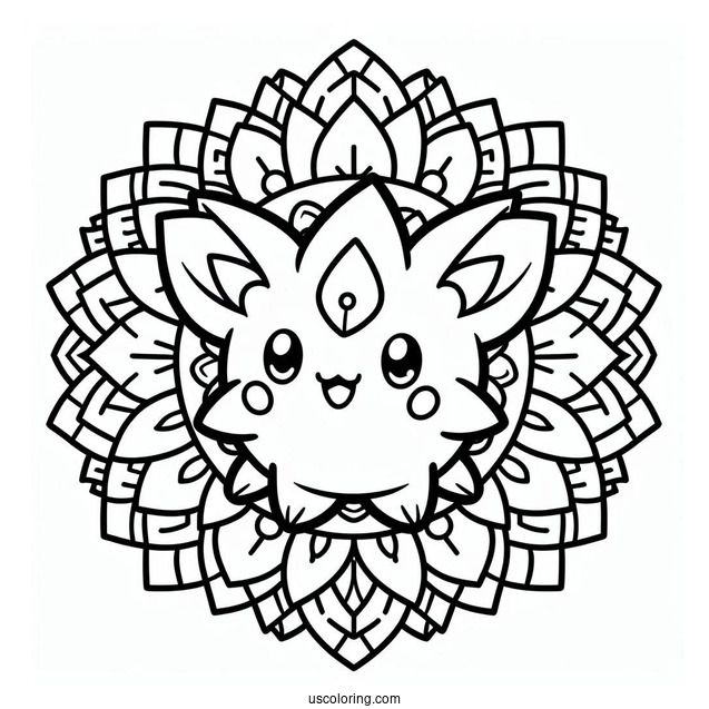 Togepi Flower Mandala Coloring Sheet