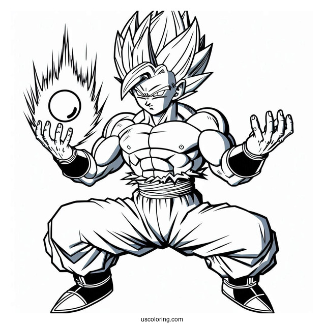 Intense Tien Shinhan in Battle Stance Dragon Ball Z Coloring Page