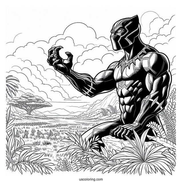 Black Panther Looking Over Wakanda