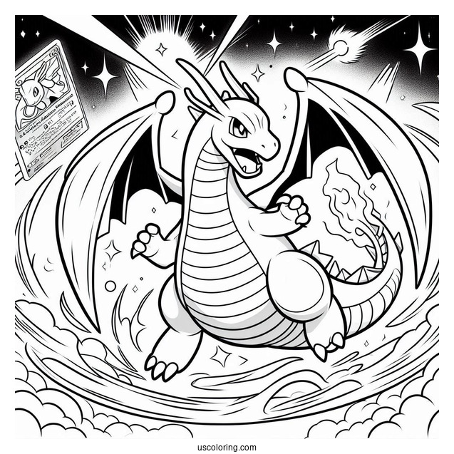 Dragonite Hyper Beam Pokemon Card Coloring Page
