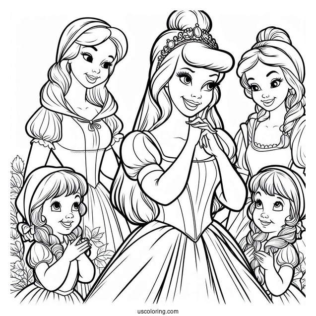 Cinderella And The Ugly Stepsisters Coloring Page