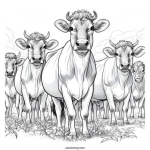 Herd Of Jersey Cows Standing In Field To Color