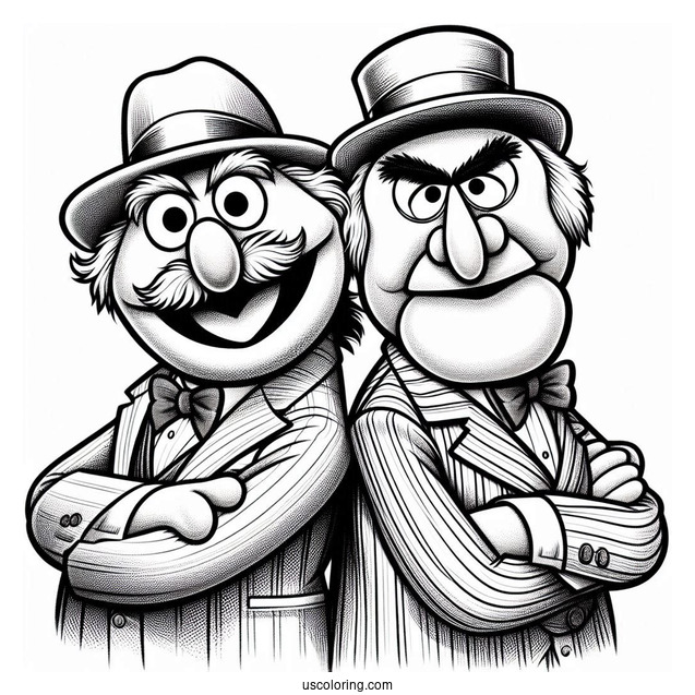Muppets Coloring Page Of Statler And Waldorf Back To Back