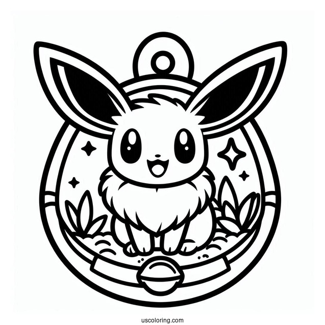 Eevee Inside A Tamagotchi Coloring Page For Preschoolers