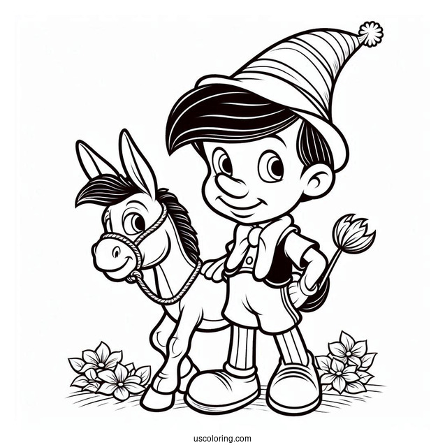 Pinocchio Coloring Page Turning Into a Donkey