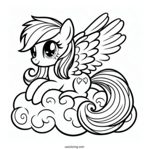 Rainbow Dash With Folded Wings On Cloud