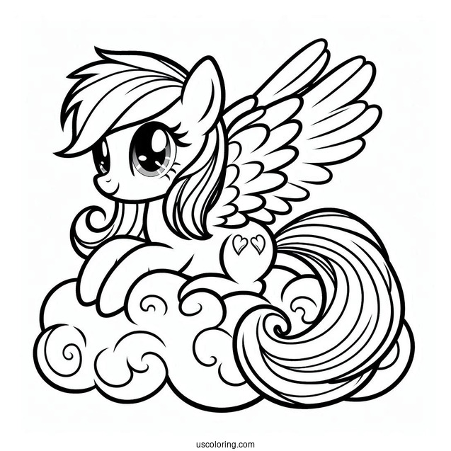 Rainbow Dash With Folded Wings On Cloud