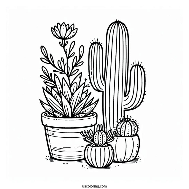 Plants Vs Cactus Coloring Page