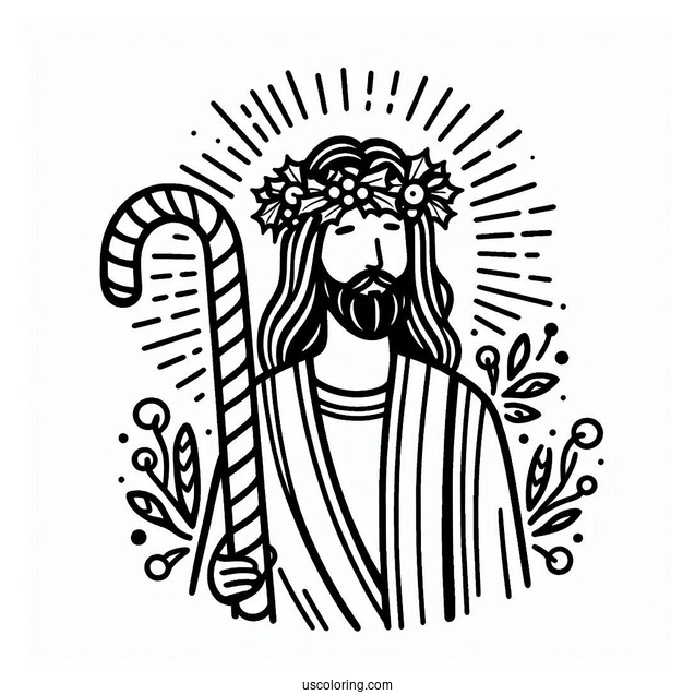 Jesus Candy Cane Coloring Page For Kids