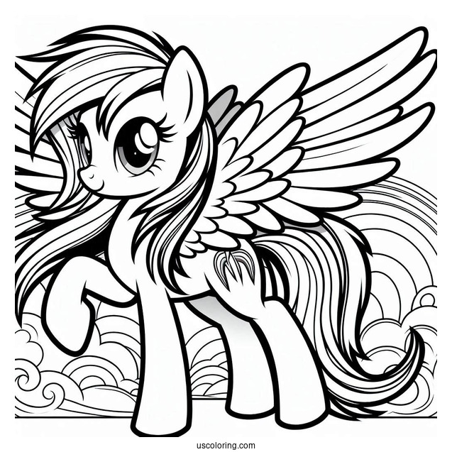 Mighty Rainbow Dash Coloring Page With Wings Spread Out