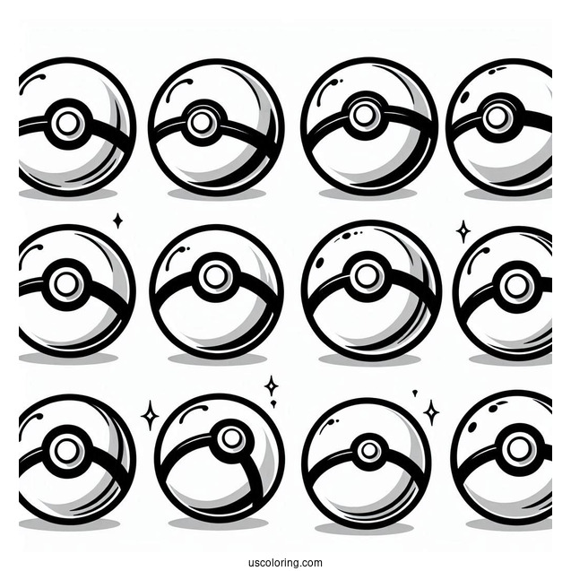 Several Varieties Of Pokéball Coloring Page