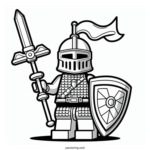 Coloring Sheet Of Lego Knight For Kids