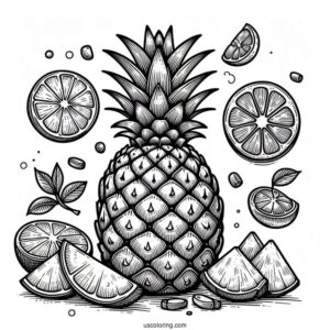 Sliced Pineapple Coloring Picture