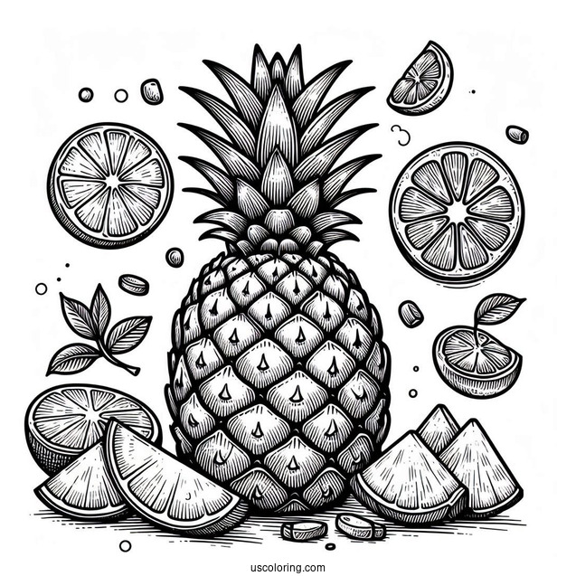 Sliced Pineapple Coloring Picture