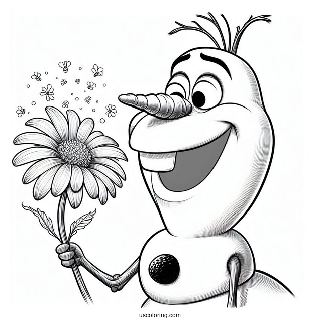 Olaf Looking At a Flower