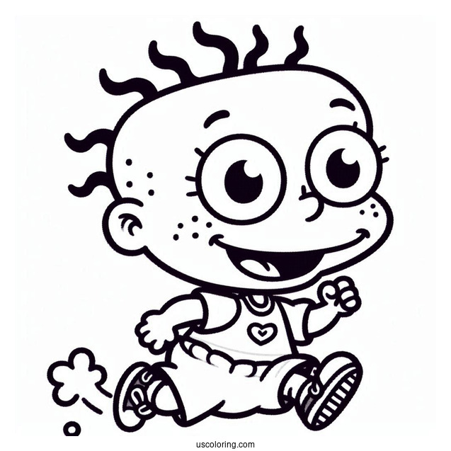Rugrats Coloring Page Of Kawaii Kimi Finster Running For Preschoolers