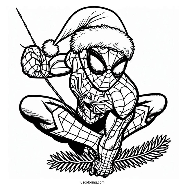 Merry Christmas Spider-Man With Santa Hat