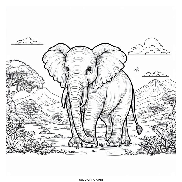 Big Indian Elephant In The Wild