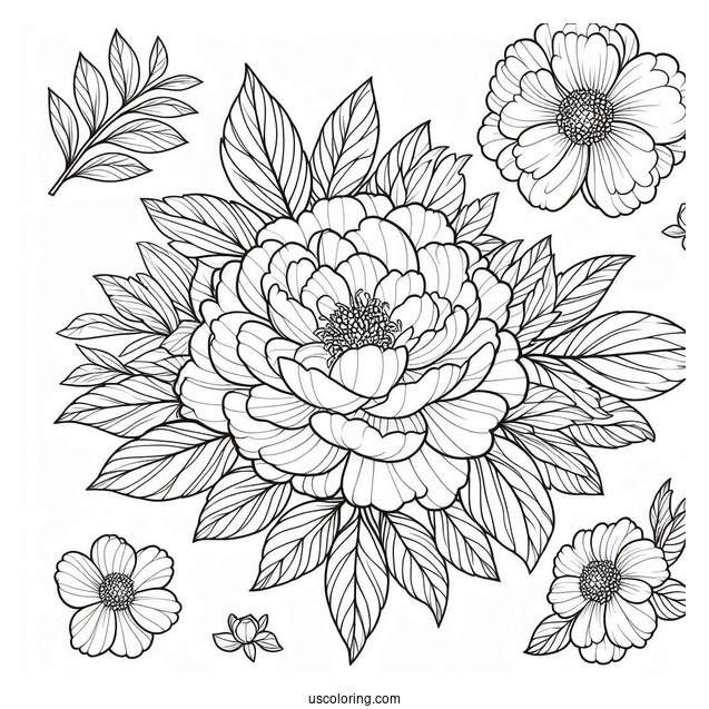 Flower Coloring Pages Of Easy Blooming Peony
