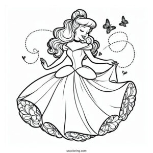 Simple Outline Of Cinderella To Color