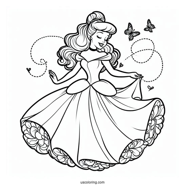 Simple Outline Of Cinderella To Color
