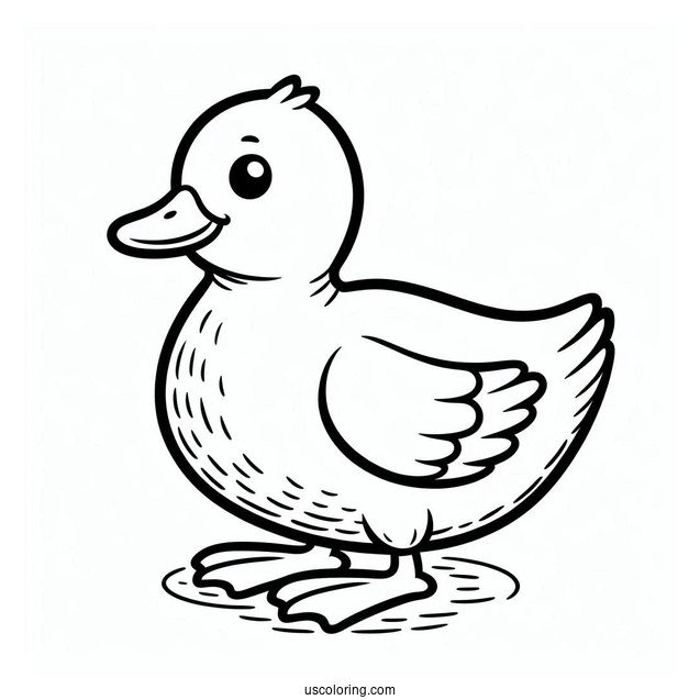 Coloring Page Of An Easy To Color Duck