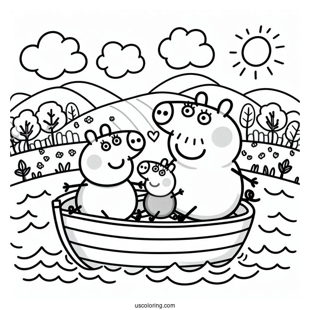 Peppa Pig Family On River Boat
