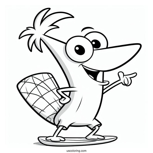 Phineas And Ferb Coloring Page Of Perry The Platypus For Preschoolers