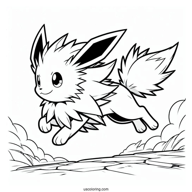 Jolteon Coloring Page Leaping
