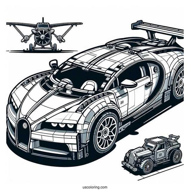 LEGO 42083 Technic Bugatti Coloring Page Chiron