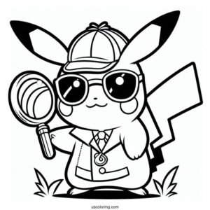 Detective Pikachu Coloring In For Kids
